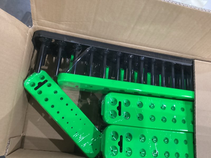 Condition photo showing New/Like New for SWANLAKE 4-Piece Magnetic Socket Organizer Set, Metric & SAE Socket Holder Set Includes 1/4", 3/8" Drive Sockets Trays, Magnetic Sockets Organizer for Tool Box Drawer 4PCS Green/Black