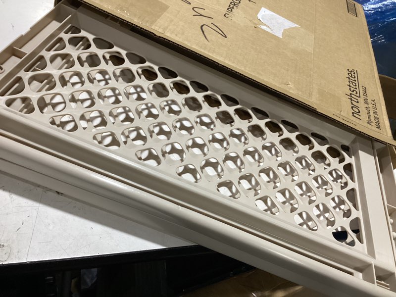 Condition photo showing Good Condition for toddleroo by north states - supergate ergo baby gate: plastic baby gate for stairs & doorways - adjustable indoor safety gate - made in usa - 26 to 42 inches wide - 26 inches tall - sand