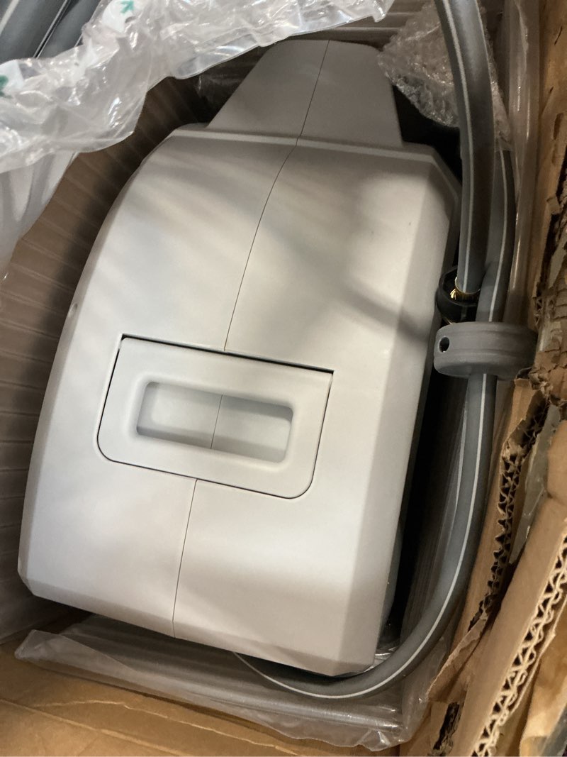 Condition photo showing As Is for ayleid retractable garden hose reel,1/2 in x 130 ft wall mounted hose reel, with 9- function sprayer nozzle, any length lock/slow return system/wall mounted/180°swivel bracket (gray) 130ft light gray