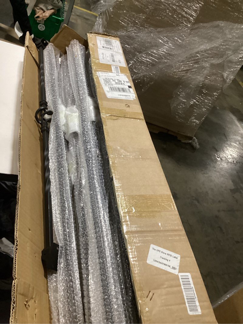 Condition photo showing Good Condition for 16-Pack Wrought Iron Balusters for Staircase, Hollow Single Basket with Double Twist 1/2" Square Metal Balusters with 32 Iron Baluster Swivel Shoes 16 pack Baluster