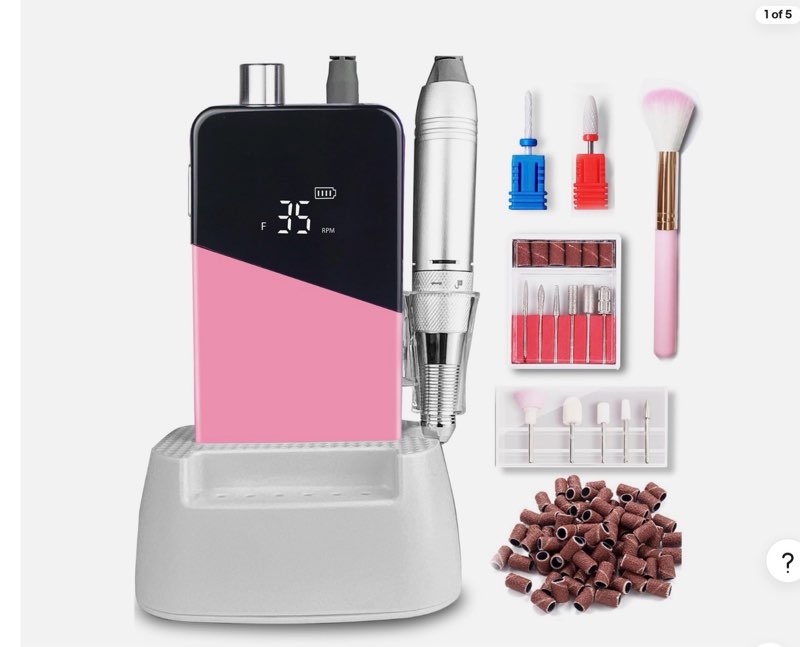 OBEEGOO Professional Cordless Nail Drill Machine - Rechargeable Electric Nail File, 35,000 RPM Efile