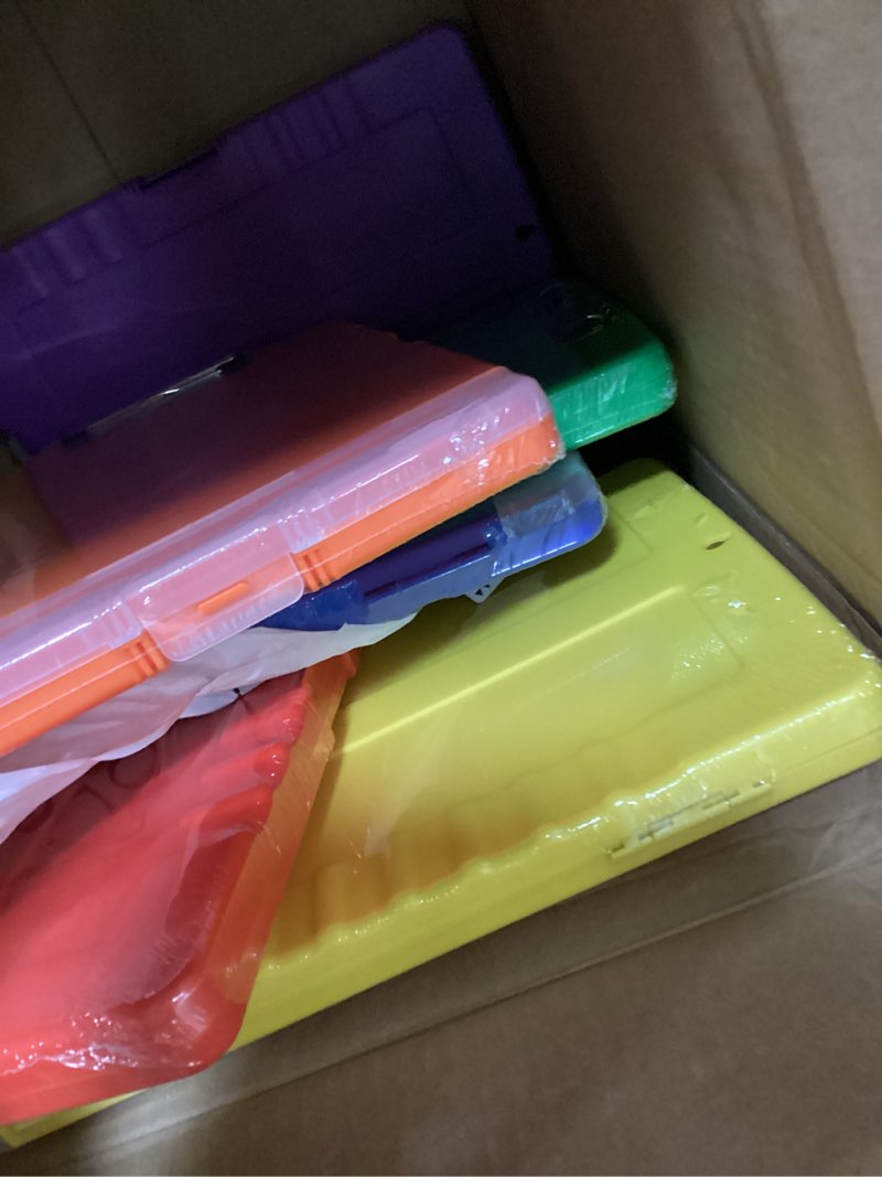 Condition photo showing New/Like New for 6 pcs plastic clipboard with storage, colored heavy duty clip boards with pen holder, waterproof nursing clipboard with storage compartments for office, school, nurses & teachers supplies