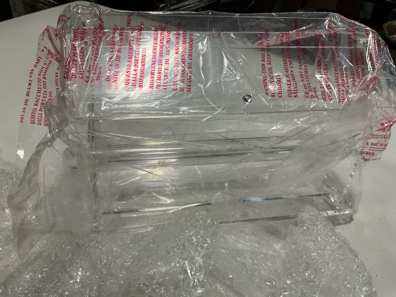 Condition photo showing New/Like New for winco acrylic straw dispenser, medium, 12.38 x 5.5 x 7.13 inches, clear