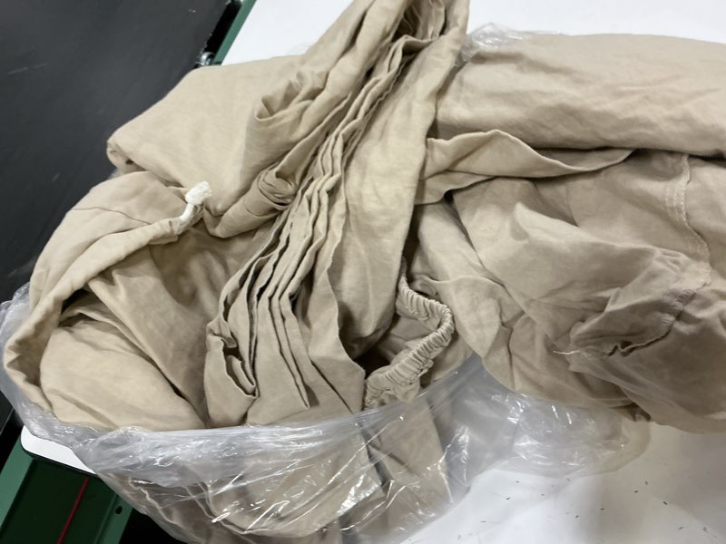Condition photo showing As Is for (incomplete)  quince european linen deluxe bedding bundle, king, toffee