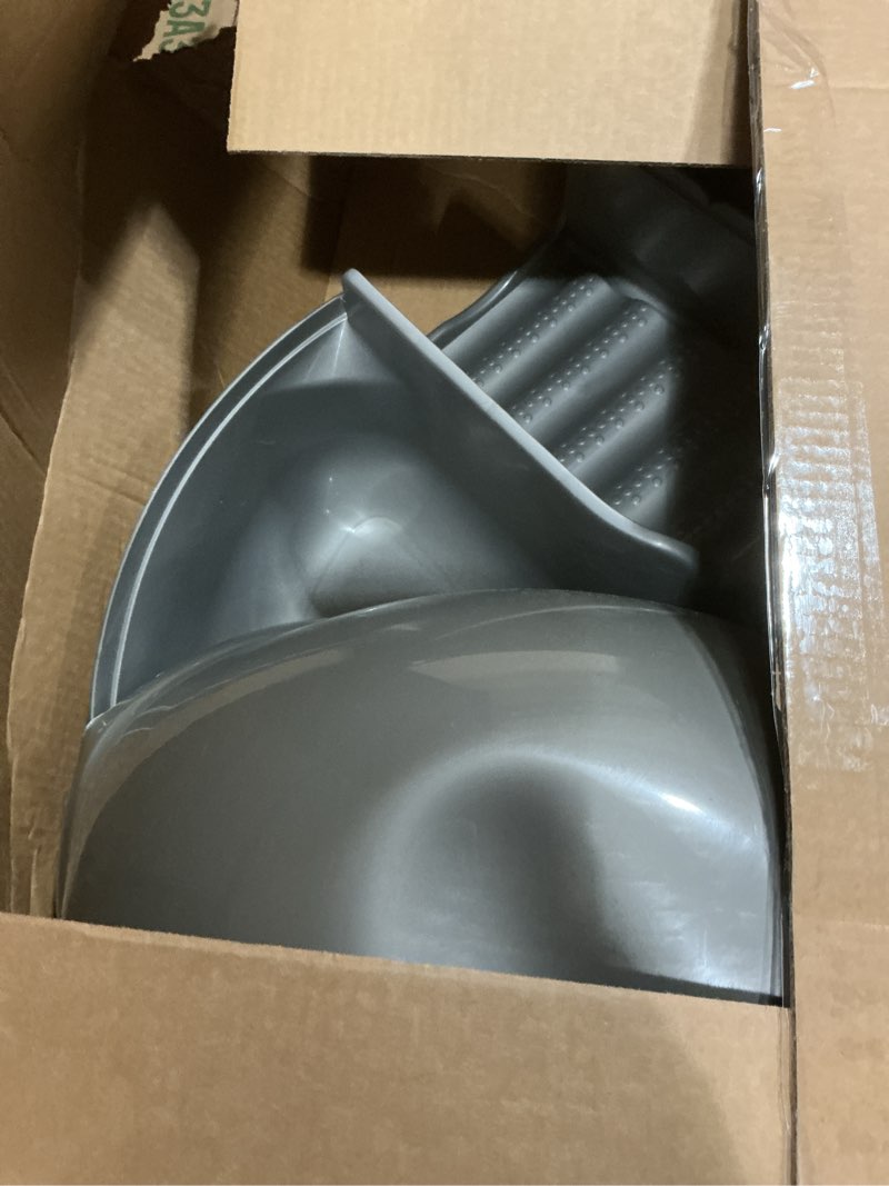 Condition photo showing As Is for petmate booda clean step cat litter box dome (made in the usa with 95% recycled materials)- brushed nickel, made in usa cleanstep litter box brushed nickel