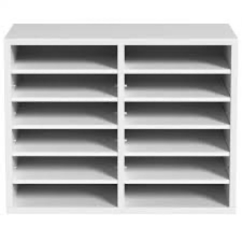 HOOBRO Literature Organizers, 12 Compartments Office Mailbox with Adjustable Shelves, Wood Counterto