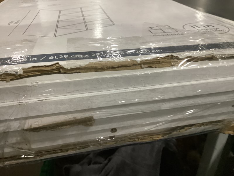 Condition photo showing As Is for style selections 24.13-in h x 47.56-in w x 11.63-in d white stackable wood laminate 8 cube organizer