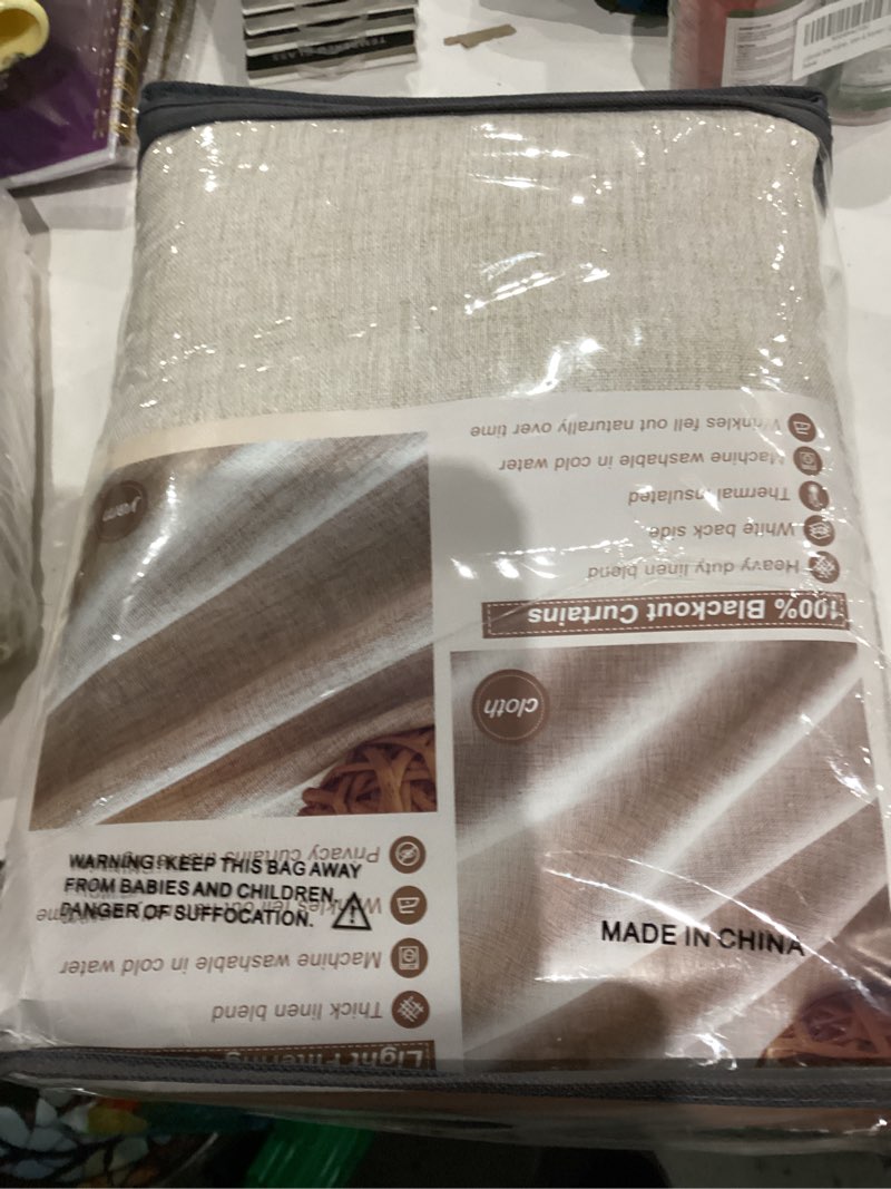 Condition photo showing Good Condition for Extra Long Natural Linen Semi Sheer 120 Inches Tall Curtains for High Living Room, Elegant Neutral Pleated Light Filtering Curtain Bedroom Privacy Window Back Tab Drapes 2 Panels Set(Hooks,Tiebacks) Natural 52"W x 120"L (Pack of 2)