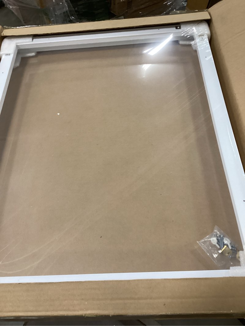 Condition photo showing Good Condition for Canvas Floater Frame for 1”–1.25”Deep Gallery Wrapped Canvas, Wood-Look Floating Frame Wall Artwork for Oil Paintings, Gallery Bedroom, Living Room, Studio, Made in USA(Dark Walnut,12x20) white 8L" x 8W"