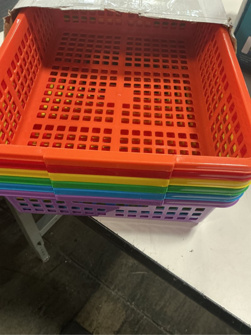 Condition photo showing Good Condition for 6 Pack Plastic Turn in Paper Trays for Classroom, Colorful Storage Bin Basket Organizers for School Supplies, Classroom Organization and Storage Paper Tray Holds 4A Paper