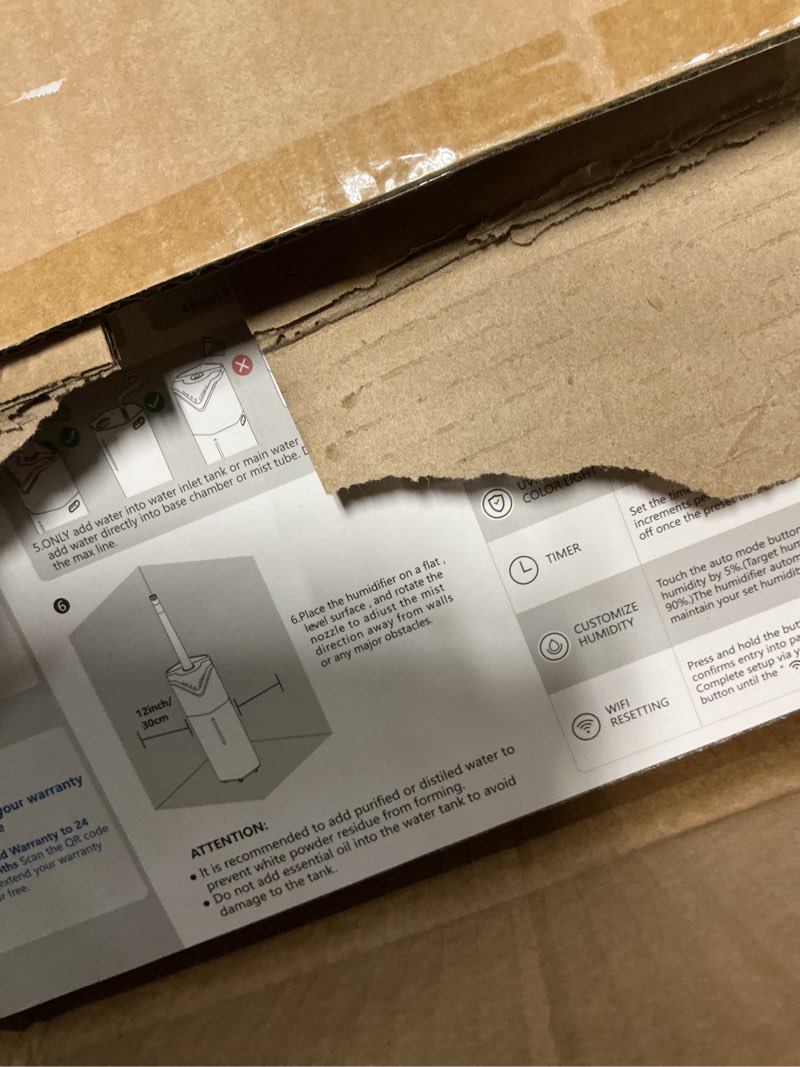 Condition photo showing Good Condition for 19L/5Gal Humidifiers for Bedroom Large Room 2800 sq ft, Quiet Humidifiers for Large Room, Floor Humidifier with 3 Mist Mode & Auto 180°Mist Tube for Home Whole House School Office Commercial Plants white