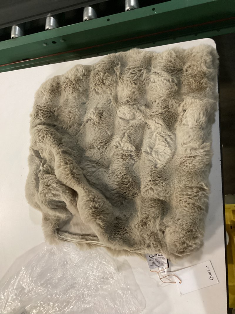Condition photo showing New/Like New for ruched faux fur pillow cover , 20x20, mink 1pc
