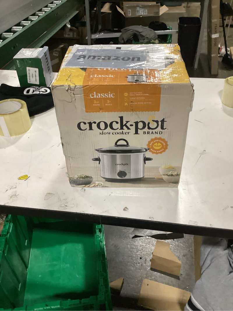 Condition photo showing As Is for Crockpot Manual 3-Quart Slow Cooker Silver 3qt Stainless Steel