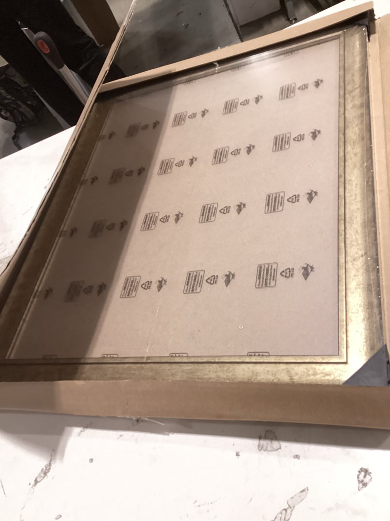 Condition photo showing Good Condition for 22x25 frame gold rustic solid wood picture frame | 1.25 inch wide moulding | rustique gold collection | uv acrylic plexiglass, foam board backing & hanging hardware included