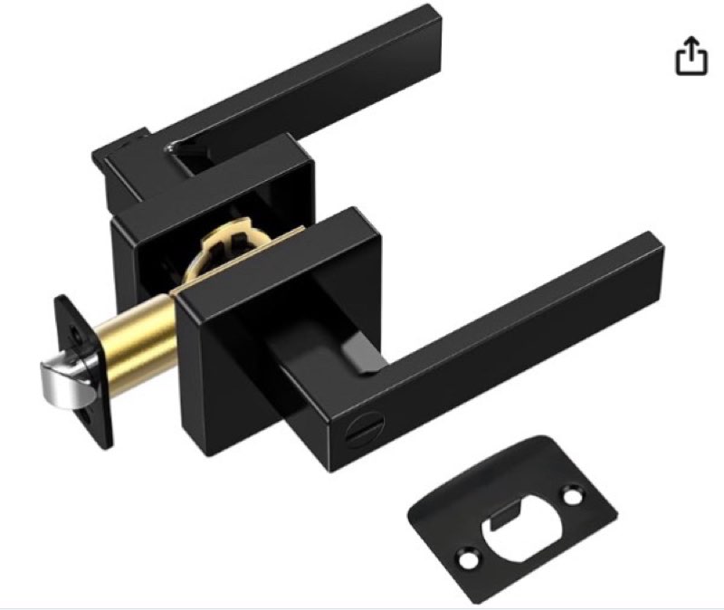 TICONN Matte Black Door Handle Heavy Duty, Reversible Square Door Lever for Bedroom, Bathroom, Rooms (Privacy, 1 Pack)