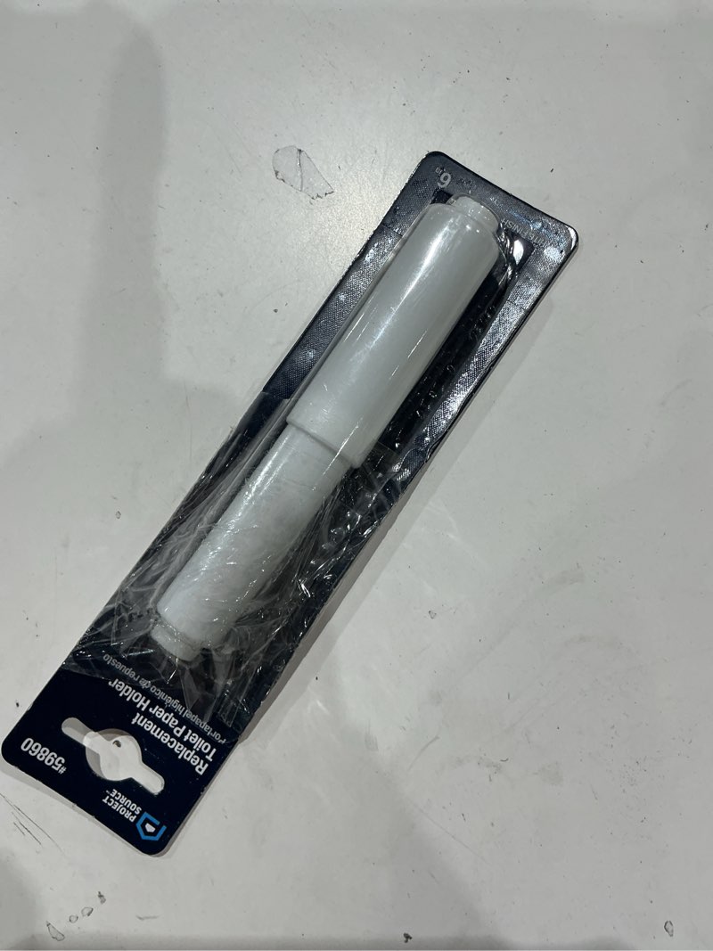 Condition photo showing As Is for project source seton white wall mount replacement roller toilet paper holder
