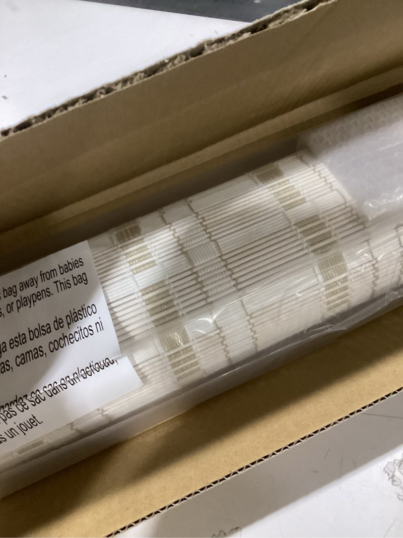 Condition photo showing Good Condition for LazBlinds No Tools No Drill Bamboo Roller Shades, Cordless Bamboo Blinds, Light Filtering Roll Up Blinds for Windows, French Door, Porch or Patio Privacy Screen, 31'' W x 64'' H, Brown206 Brown206 31'' W x 64'' H