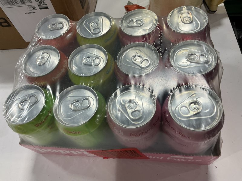 Condition photo showing New/Like New for Poppi Sparkling Prebiotic Soda Beverage with Apple Cider Vinegar, Seltzer Water and Fruit Juice, Fun Favorites Variety Pack, 12 Fl Oz, Pack of 12, Packaging May Vary (Variety) Fun Favorites 12 Fl Oz (Pack of 12)( BB 03/10/2025) 