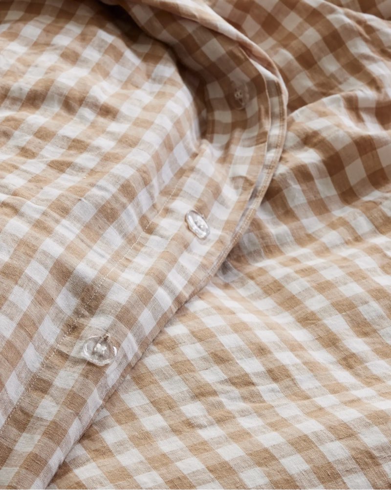 European Linen Gingham Duvet Cover Set(2 pillow cases)KING 