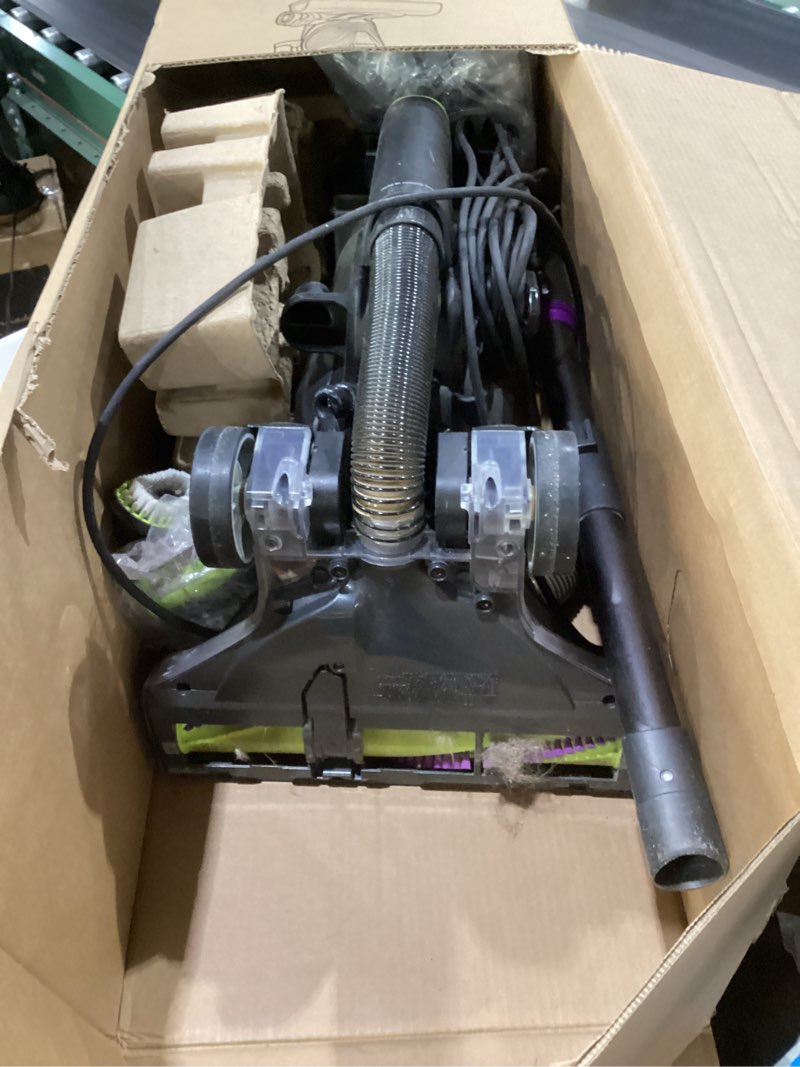 Condition photo showing As Is for bissell 24613 pet hair eraser turbo plus lightweight vacuum, tangle-free brush roll, powerful pet hair pick-up, smartseal allergen system, specialized pet tools, easy empty dirt tank grapevine purple with electric green accents, used, not tested