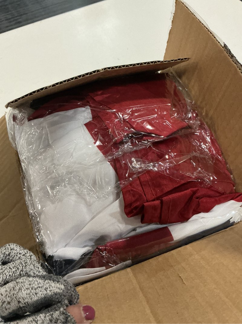 Condition photo showing Good Condition for anley us national pleated fan flag, 1.5x3 ft american bunting flag patriotic stars & stripes - sharp color and fade resistant - united states 1.5 x 3 ft half fan banner (12 pack) 1.5x3 ft 12pc