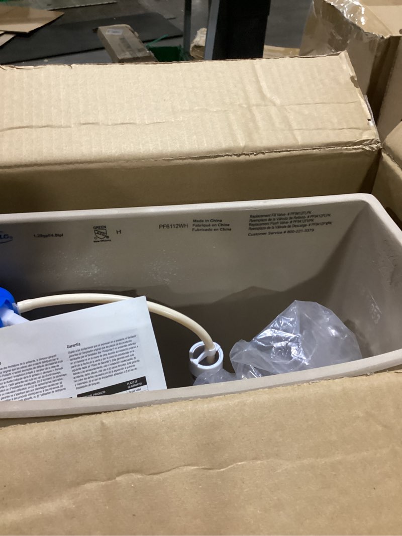Condition photo showing As Is for proflo pf6112 calhoun toilet tank only - less seat - white