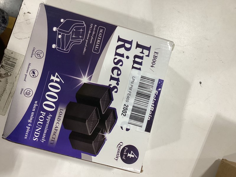 Condition photo showing Good Condition for Bed Risers Furniture Risers Heavy-Duty Rectangular Adjustable Block Lift to 3 inches and 4.3 inches Desk, Sofa, Chair Legs, Refrigerator, Washing Machine Support up to 4000 pounds Square-black-4 Pack 2 layer(3inches)