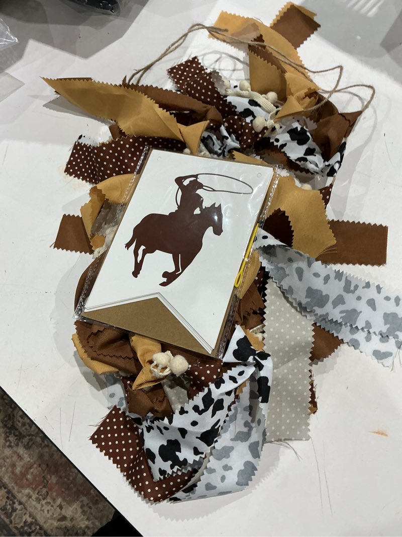 Condition photo showing As Is for my first rodeo high chair banner - cowboy one birthday party decorations