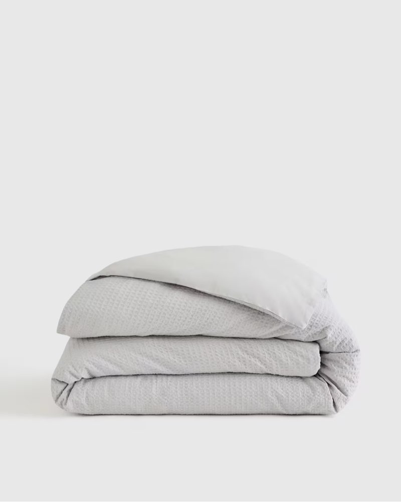 quince organic luxe honeycomb duvet cover king light grey