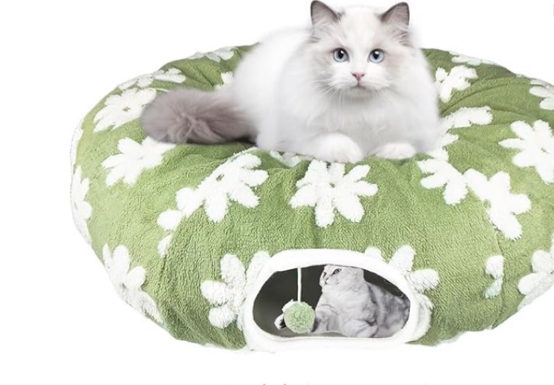 Sponsored   Cat Play Tunnel with Washable Cushion Bed, Round and S-Shape Malfunction Cat Tube Donut Tunnel Cave for Cats/Puppy/Kitten/Rabbit (Green) Touch the image to zoom in                  2+    Cat Play Tunnel with Washable Cushion Bed, Round and S-Shape Malfunction Cat Tube Donut Tunnel Cave for Cats/Puppy/Kitten/Rabbit (Green
