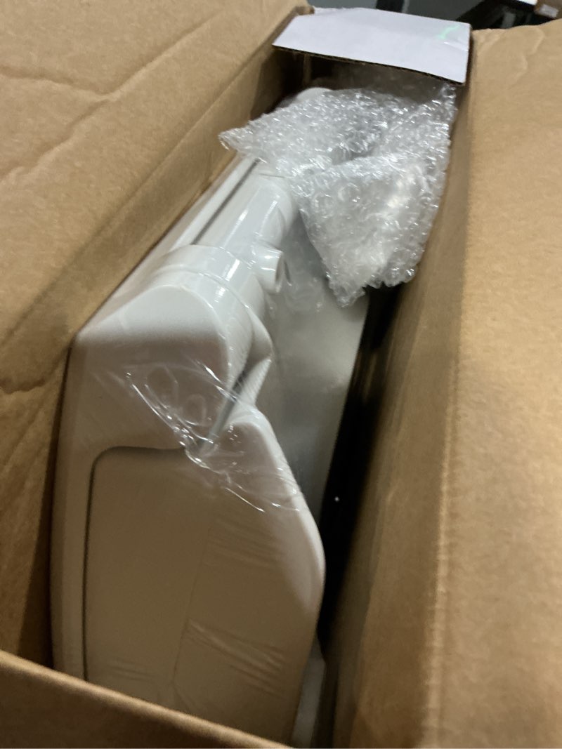 Condition photo showing As Is for kohler 25875-0 hyten 3" height, elevated soft close elongated toilet seat, contoured seat with grip-tight bumpers, quick-attach hardware, no slam toilet seat, white white elongated