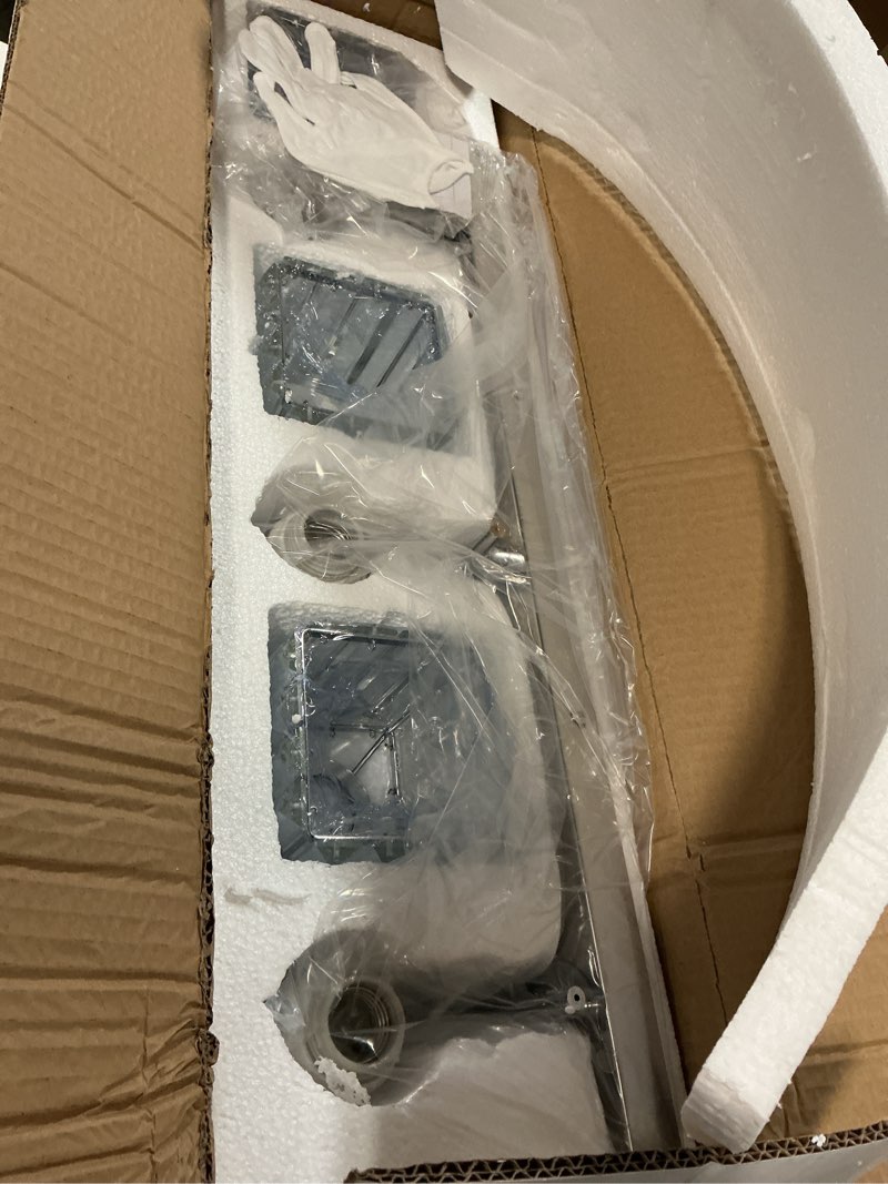 Condition photo showing New/Like New for ralbay chrome crystal bathroom vanity light - 3-lights, 24" modern wall light fixtures square-chrome 3-light
