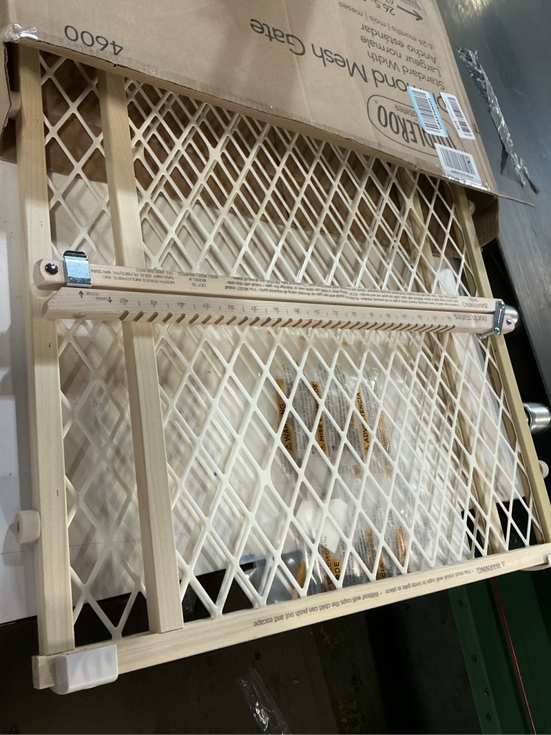 Condition photo showing Good Condition for Toddleroo by North States - Diamond Mesh Wooden Baby Gate: Pressure Mounted Baby Gate for Doorways - Adjustable 26.5 to 42 Inches Wide - 23 Inches Tall