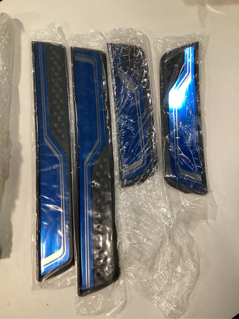 Condition photo showing Good Condition for 4 Pcs Car Door Sills Protector Suitable for Kia K4 2024 2025 2026, Stainless Steel Door Sill Anti-Scuff Protectors Welcome Pedal Protectors,Blue