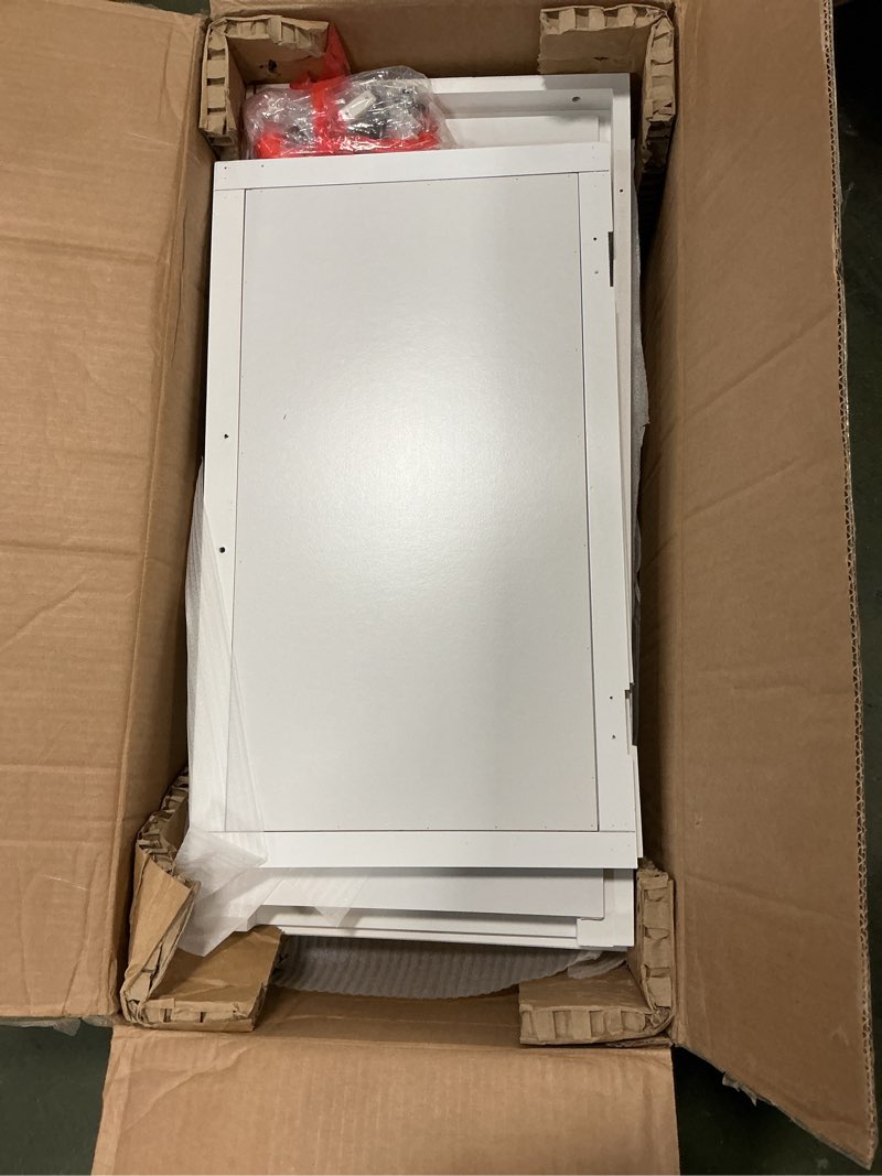 Condition photo showing As Is for allen + roth 30-in W 2 -Door White Accent Cabinet Item #5993052 | Model #AF101593LW