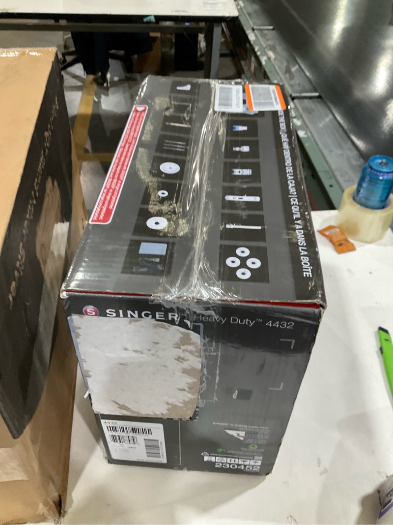 Condition photo showing As Is for SINGER Heavy Duty 4432 High Speed Sewing Machine with Accessory Kit | Strong Motor With Enhanced Piercing Power, 110 Stitch Applications, Full Metal frame, 1-step Buttonhole & LED Light