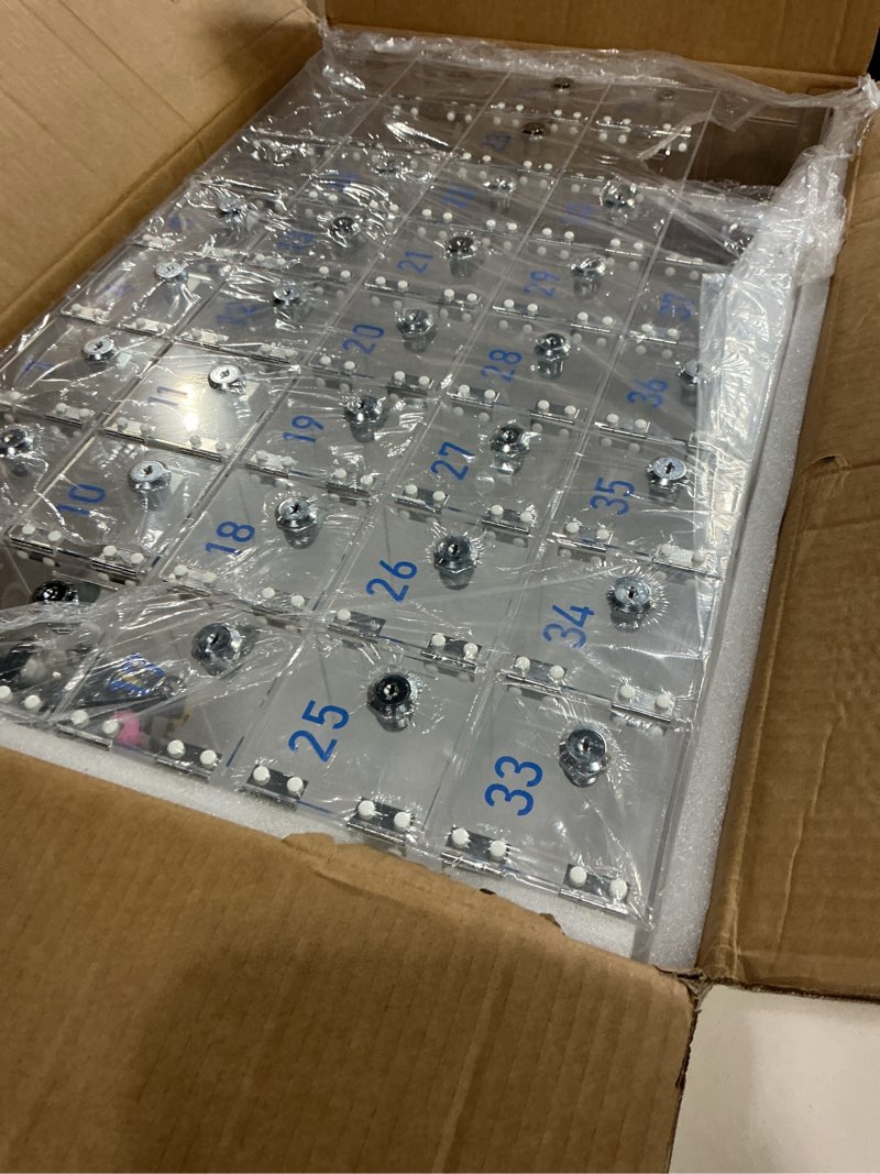 Condition photo showing Good Condition for Cell Phone Locker Box with Charging Hole (Size Upgraded) for Classroom Clear Acrylic Phone Storage Cabinet Wall Mounted with Locks, Key, Number for Employee Office School Factory(40 Doors)