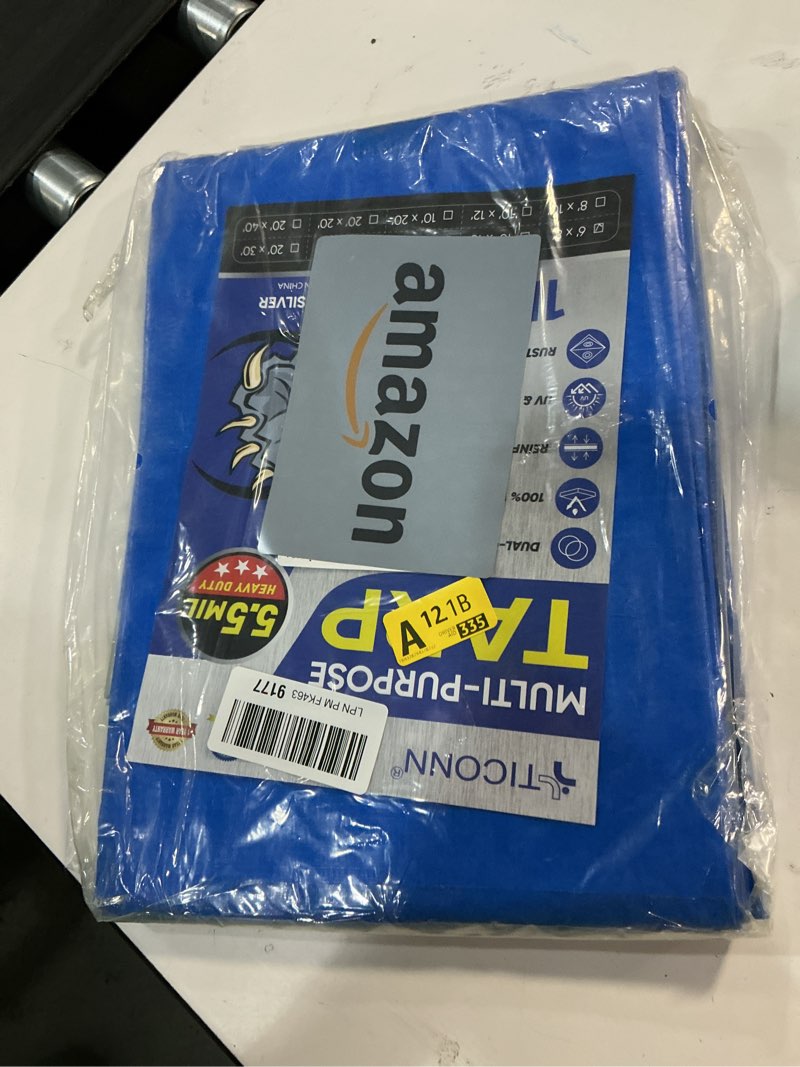 Condition photo showing New/Like New for TICONN Heavy Duty Tarp Cover, Extra Thick Tarps Waterproof Tear and Rip Proof UV Resistant Tarpaulin with Reinforced Grommets and Edges (5.5 Mil, 6'x8') Blue-5.5 Mil 6'x8'