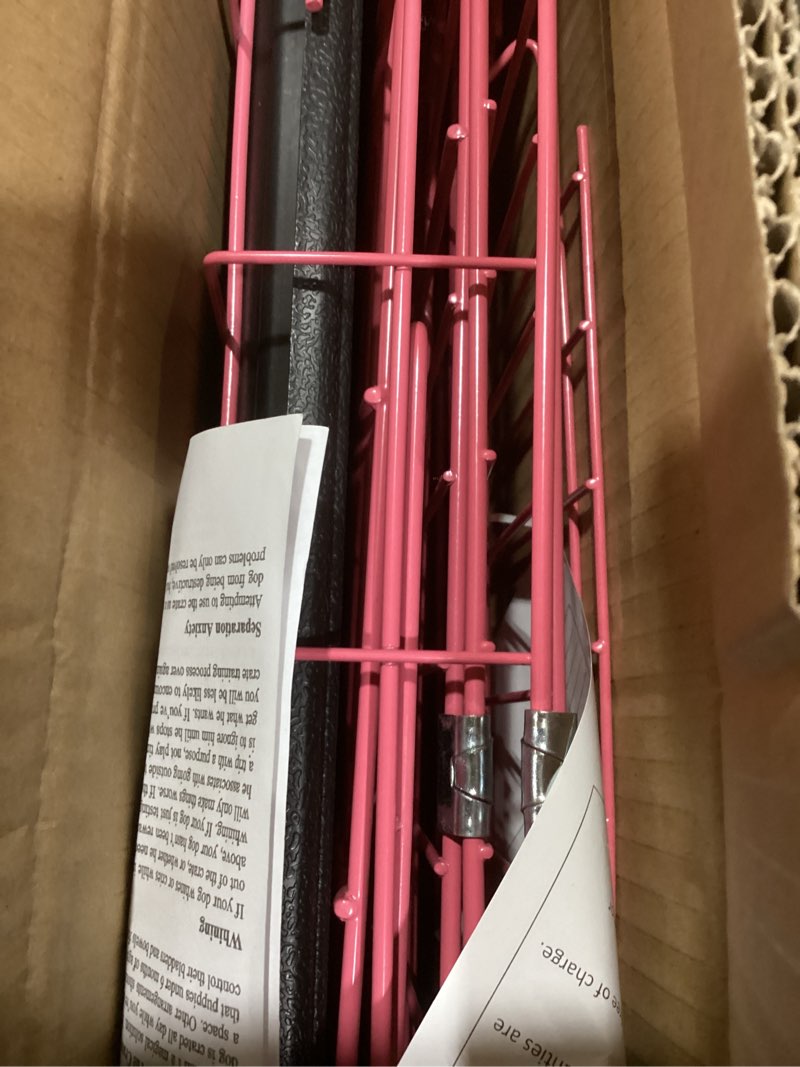 Condition photo showing New/Like New for FDW Dog Crate for Small Dogs 24 Inch Folding Metal WirePet Cage Double Door W/Divider Panel Indoor Outdoor Kennel Leak-Proof Plastic Tray,Pink Pink 24 Inch Double Door