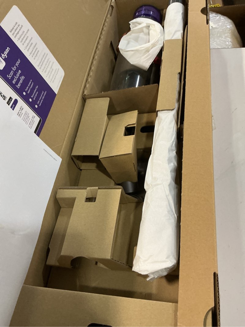 Condition photo showing As Is for dyson v15 detect plus cordless vacuum, illumination reveals dust, 240aw, 3 power modes, up to 60 minutes,² deep cleans hard floors and carpets, detangles pet hair, converts to handheld