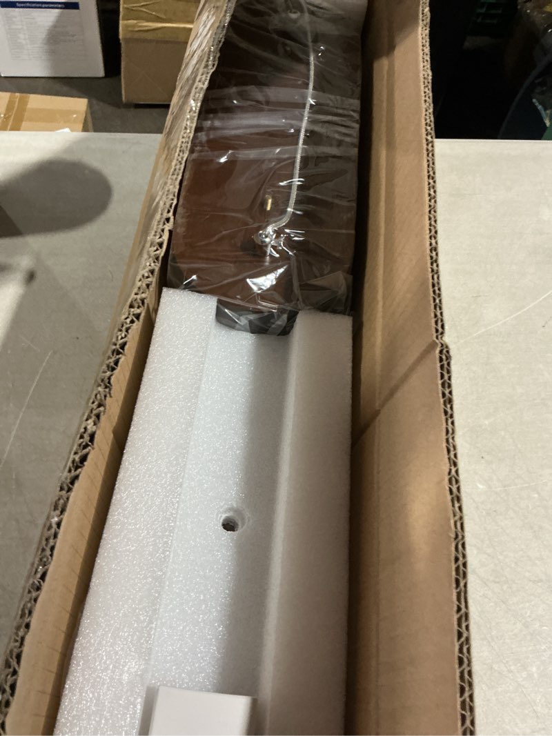 Condition photo showing Good Condition for 39 inch wood linear pendant light dimmable led kitchen island lighting with remote adjustable hanging chandelier for dining room bar pool table 24w modern farmhouse fixture walnut color walnut 39in