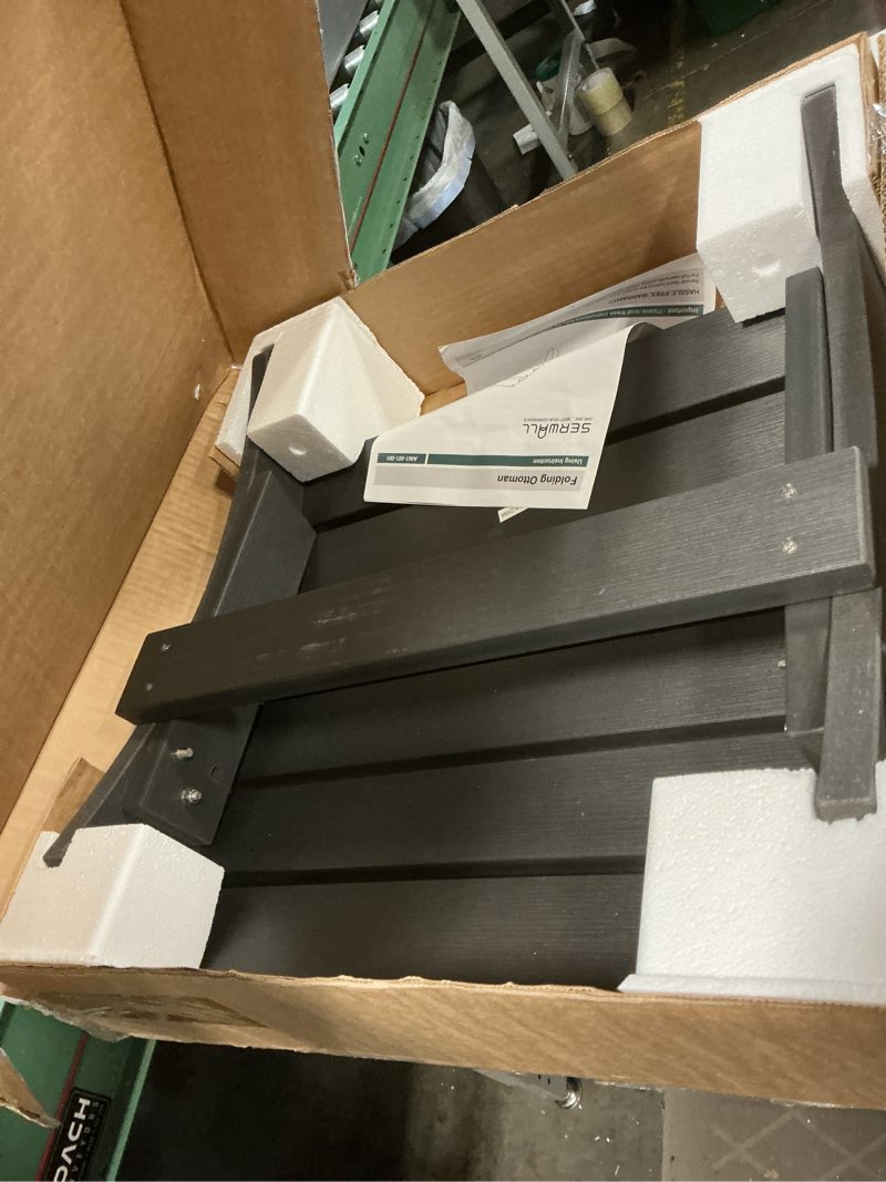 Condition photo showing Good Condition for SERWALL Folding Adirondack Ottoman for Adirondack Chair, No-Assembly Weather Resistance Outdoor Footstool, High Impact Polystyrene Folding Adirondack Footrest, Gray 1 pc Grey