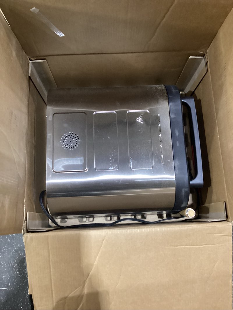 Condition photo showing As Is for **not tested** chefman indoor pizza oven - makes 12 inch pizzas in minutes, heats up to 800°f - countertop electric pizza maker with 5 touchscreen presets, pizza stone and peel included - stainless steel 12 inches stainless steel