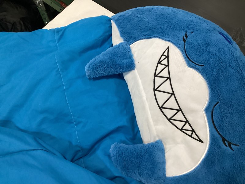 Condition photo showing Good Condition for Happy Nappers: Pillow & Sleepy Sack: Large - Blue Shark - 66 x 30, 2-in-1: Plush Animal Opens Into Sleeping Bag, Soft Play & Nap Character, Kids 3+