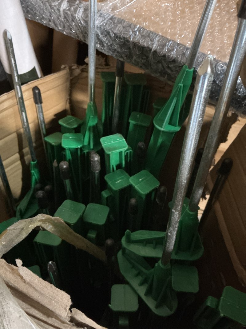 Condition photo showing As Is for electric fence posts with clips, pack of 50, 48inch temporary plastic step-in fence post for garden and farm, green green-50pcs