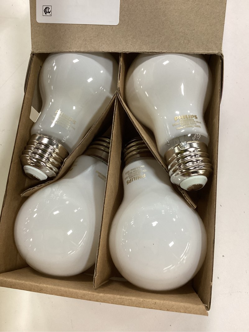 Condition photo showing Good Condition for Philips LED A19 Ultra Definition Frosted Dimmable LED Light Bulbs - Flicker-Free 60w Light Bulbs with EyeComfort Technology - Soft White 2700K Lightbulb - 800 Lumen - E26 Base - 4 Pack