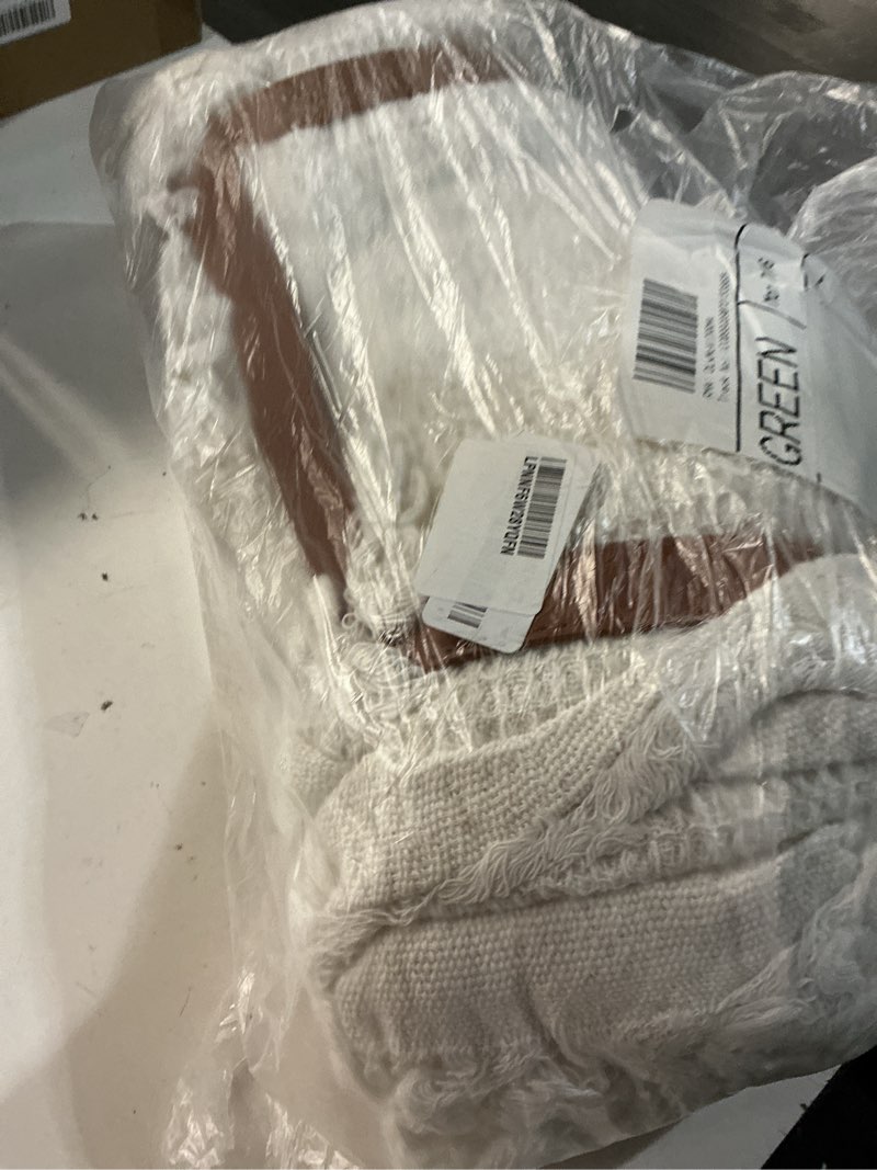 Condition photo showing Good Condition for white picnic blanket, extra large soft cotton gauze picnic rug 71"x71", lightweight breathable blanket with leather handle, machine washable for beach, camping, park, couples (white)