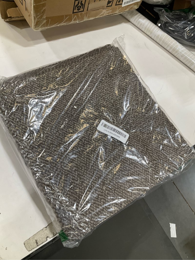 Condition photo showing Good Condition for area rugs for kitchen,living room,6 pieces 12"x12" super absorbent and diy square carpet,non slip machine washable rug,soft indoor floor carpet for bedroom,office,sink,laundry,taupe 6pc(12" x 12'') taupe