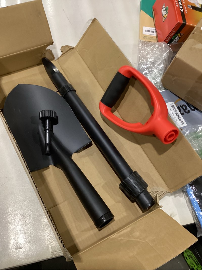 Condition photo showing Good Condition for Shovel, Shovels for Digging, 33" Garden Shovel Heavy Duty with Ergonomic D-Grip, Small Spade Shovel for Camping, Edging, Off-Road, Metal Portable Mini Shovel with Fiberglass Shaft, Lightweight Red Grip