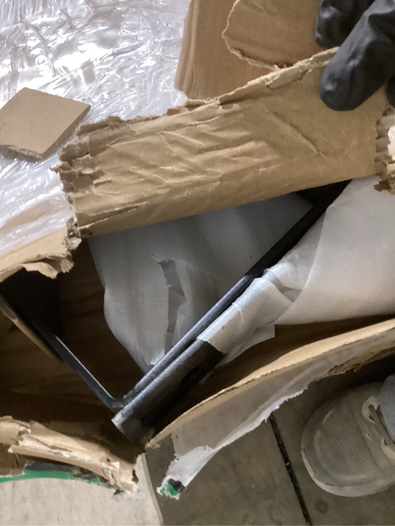 Condition photo showing As Is for diyhd steel stair riser 6 step stair stringer for deck height 50in,powder coated black,max load capacity:500lbs,2pcs 6 steps 2